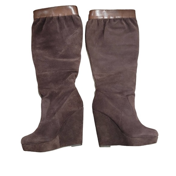 Calvin Klein Hannah Suede Wedge Boots/Size 8/Brown - Picture 2 of 6